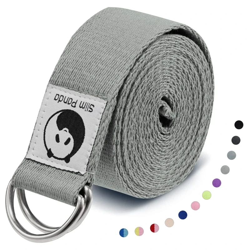 Slim Panda Baumwolle Yoga Gurt - Praktisches Yogagurt Zubehör für Dehnen und Fitness, Yoga Band mit Schiebeschnalle aus Metall, Gut für Anfänger & Fortgeschrittene, Mehrere Farben (180/250cm)