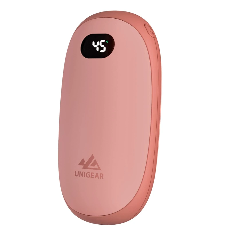 Unigear Handwärmer wiederaufladbar, 5200mAh Wiederverwendbare elektrische Handwärmer Powerbank USB tragbar mit freier Heizstufen von 35-55°C & digitalem Bildschirm, Hitze für Raynauds Outdoor Wandern