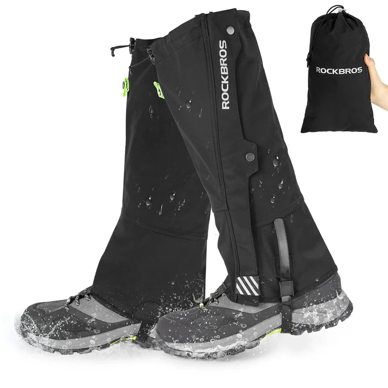 ROCKBROS Gamaschen Wasserdicht Warm Regengamaschen Schnee Gaiters zum Outdoor Wandern, Schneewandern und Klettern Herren Damen S-3XL