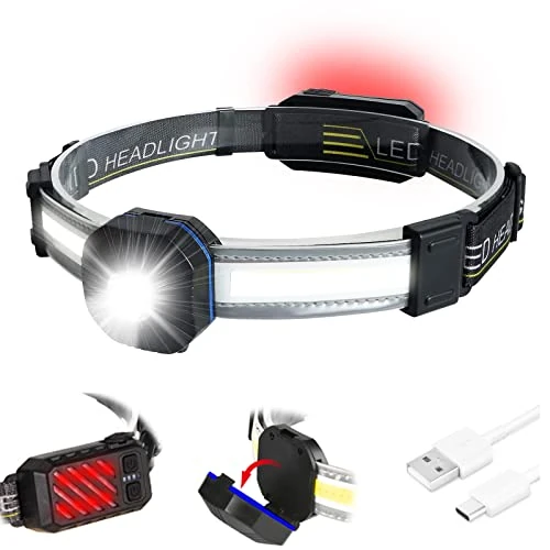 Vokida Kopflampe Stirnlampe LED Wiederaufladbar Rücklicht 10 Modi 500 Lumen 90° Einstellbar Stirnleuchte Wasserdicht Headlamp Erwachsene Kinder Wandern Angeln Abenteuer Reparatur Outdoor Ausrüstung