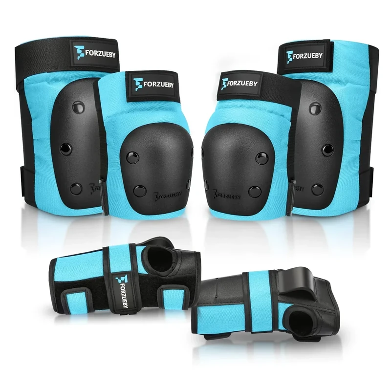 Forzueby Knieschoner, Ellbogenschützer und Handgelenkschützer für Erwachsene&Kinder Protektoren Set, 6 in 1 Schutzausrüstung zum Inliner Skaten, Skateboarden, Scooter Fahren, BMX usw.