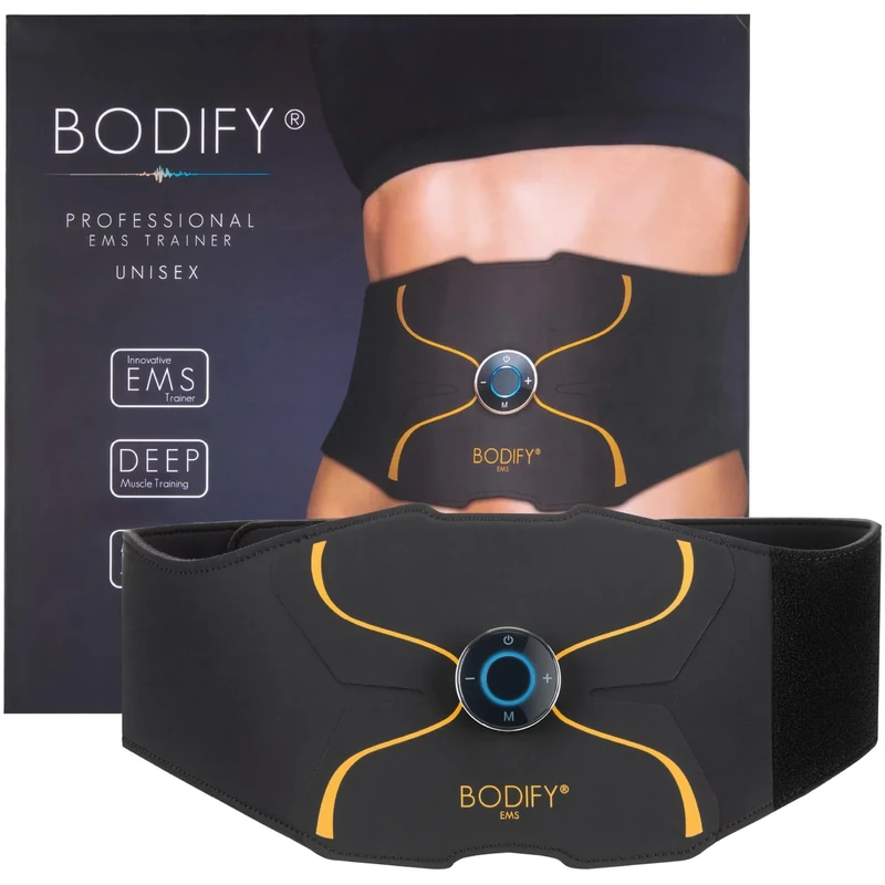 Bodify® EMS Bauchtrainer Pro - Gezielte Stimulation der Bauch Muskulatur! - Muskelaufbau - Bauchtrainer - Stimulationsgerät Bauch Muskeln - Bauchmuskeltrainer für Männer und Frauen Das ORIGINAL