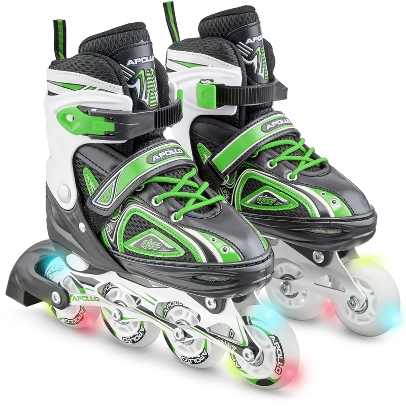 Apollo Super Blades, größenverstellbare Inline Skates für Damen und Kinder, Inliner für Erwachsene, Mädchen und Jungen in den Größen 31–42, LED Inline-Skates