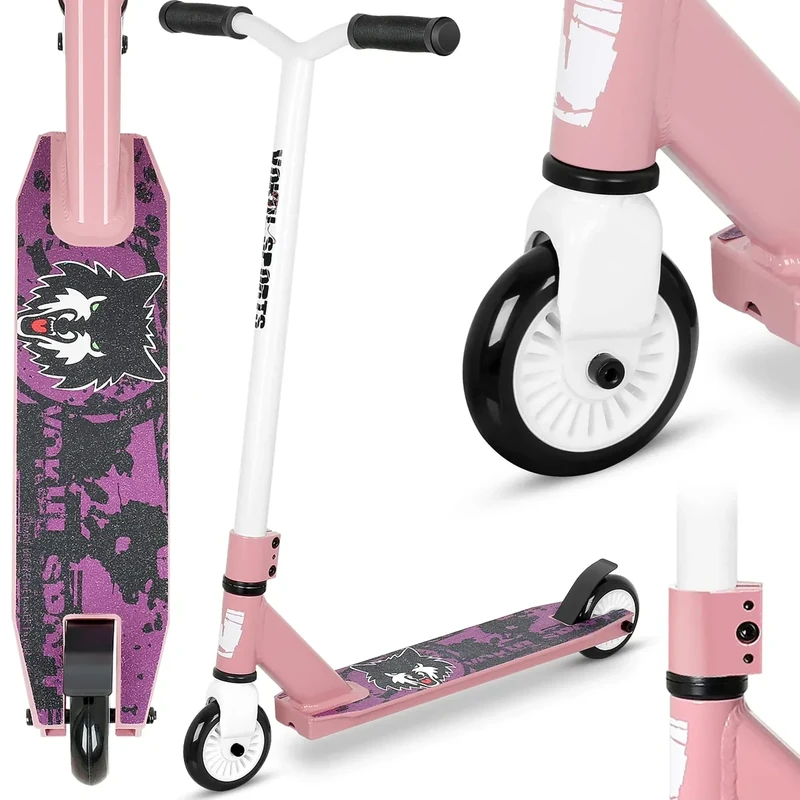 Pro Scooter - Trick-Scooter | Einstiegs-Stunt-Scooter für Kinder ab 6-12 Jahren, Leichter kompletter BMX Freestyle-Scooter für Anfänger (2022 Pink White)