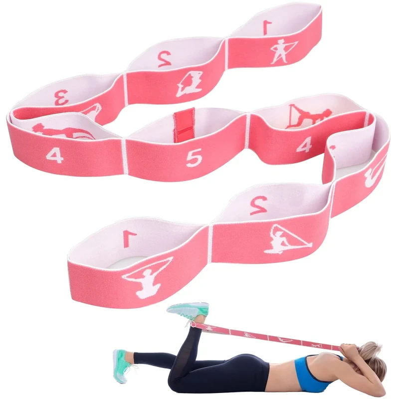 CLOPAE Yoga Stretching Band, Fitnessband mit 9 Schlaufen, Hochelastischer Gymnastikband, Upgrade Yoga Stretching Strap Effektives Dehnung