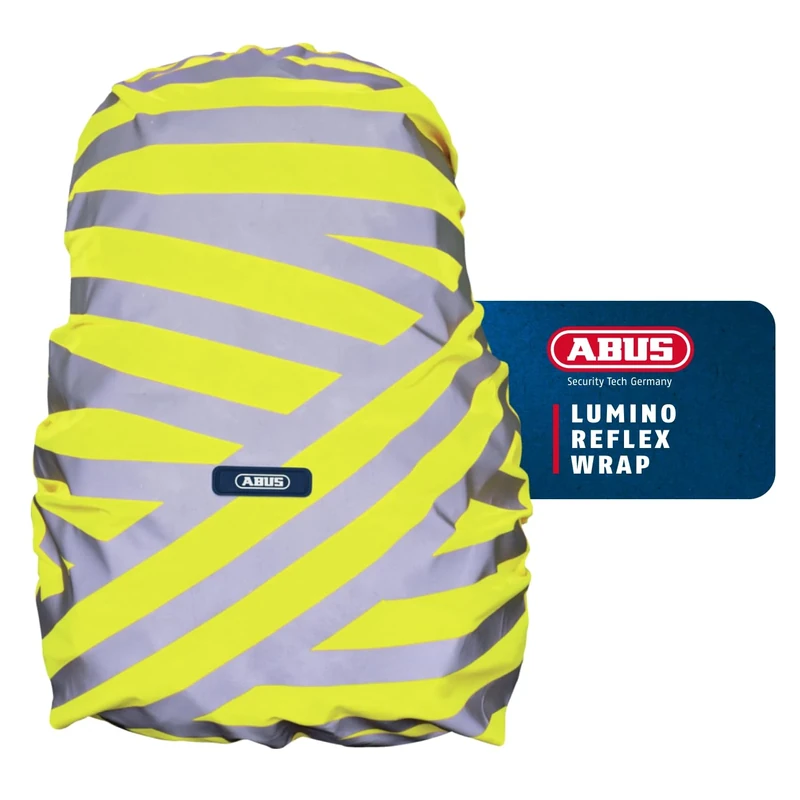 ABUS reflektierender Regenschutz für Rucksäcke - Lumino X-Urban Cover - wasserdichter & sichtbarer Rucksacküberzug - Gelb/Silber