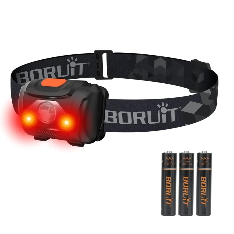 BORUIT LED Stirnlampe, Kopflampe Rotlicht AAA-Batterie superhelle 4-Modus-headlight für Kinder Erwachsene Camping Laufen Wandern Angeln - Image 1