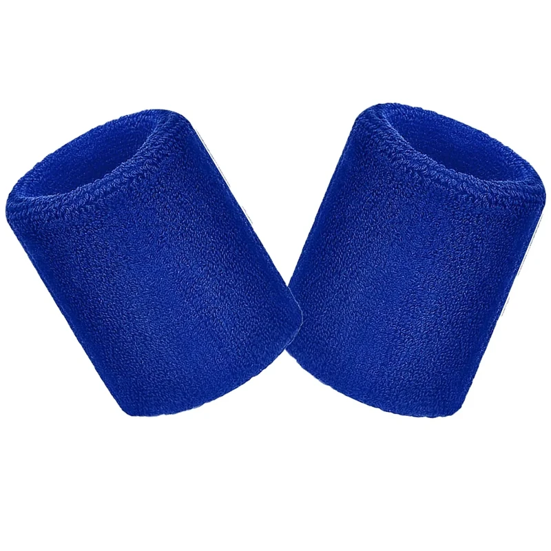 Schweißbänder Sport Wristbands 2 Pack, Sport Schweißband Armband Weiche verdickte Baumwolle, für Fußball Basketball Tennis Gymnastik (Blau)