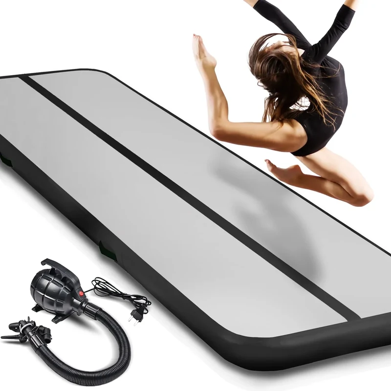 VENDOMNIA Airtrack Matte, 10/20cm hohe aufblasbare Gymnastikmatte in Länge 1/2/3/4/5/6/7/8 m, mit elektrischer Pumpe & Tasche, Tumbling Matte, Turnmatte, Trainingsmatte, Fitnessmatte, Sportmatte,Yoga