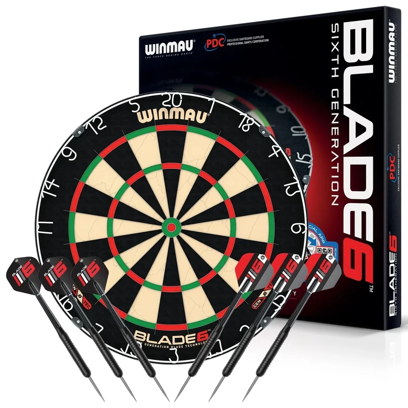 WINMAU Blade 6 Professionelle Bristle Klassische Dartscheibe with Darts Set (2 Sätze Darts)