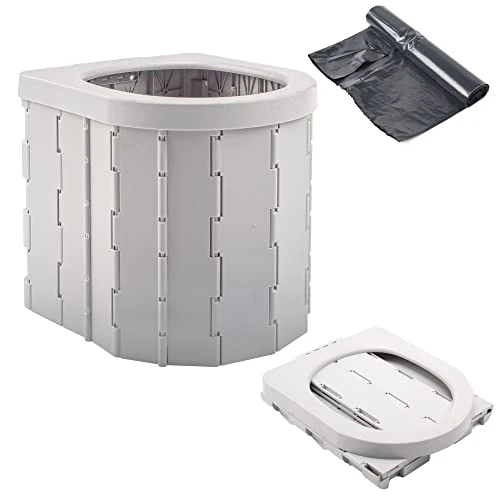 KINSPORY Campingtoilette, Mobile Toilette, Trenntoilette, Tragbare Toilette für Draußen oder Drinnen,faltbares Töpfchen für Autocamping (Grau ohne Deckel)