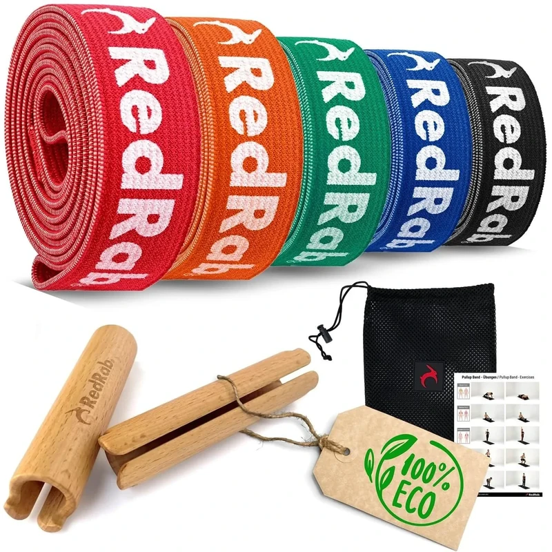 RED RAB Fitnessbänder Stoff - lang - Fitness Band einzeln oder im Set für Widerstandsbänder Krafttraining - reißfeste Resistance Bands, Klimmzug Bänder, Gymnastikband, Pull Up Band, Trainingsbänder