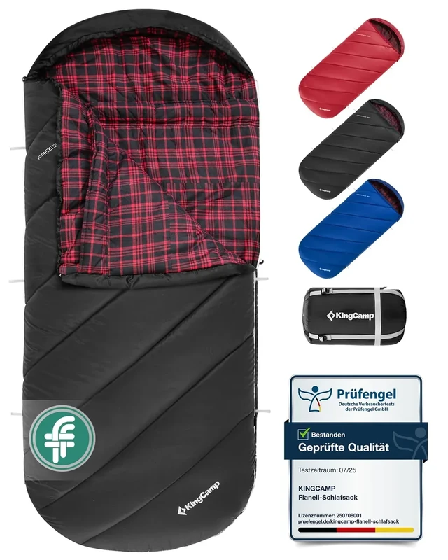 KingCamp Schlafsack Winter, Campingschlafsack Warmer Deckenschlafsack XXL Übergröße für Erwachsene Outdoor Rucksackreisen, Wandern, leicht für drinnen und draußen 3-4 Jahreszeiten, (Schwarz)