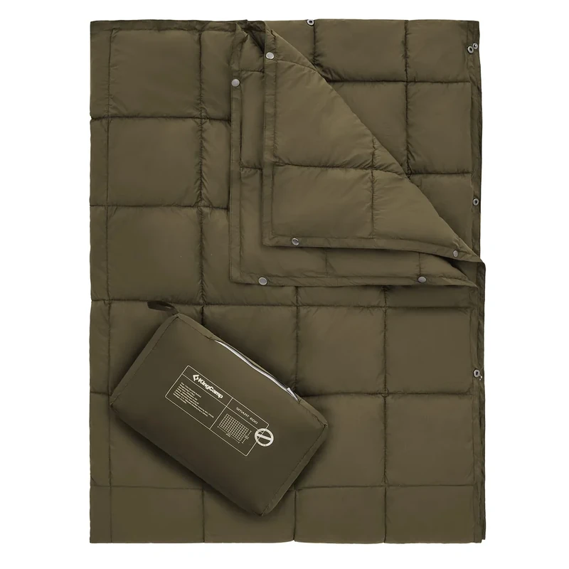 KingCamp Ultraleicht Reisedecke, Warme Outdoor Decke, Winddichte Camping Decke, Wasserabweisend Kompakt kleines packmaß für unterwegs Picknick Reisen zu Hause 175 × 135 cm Oliv