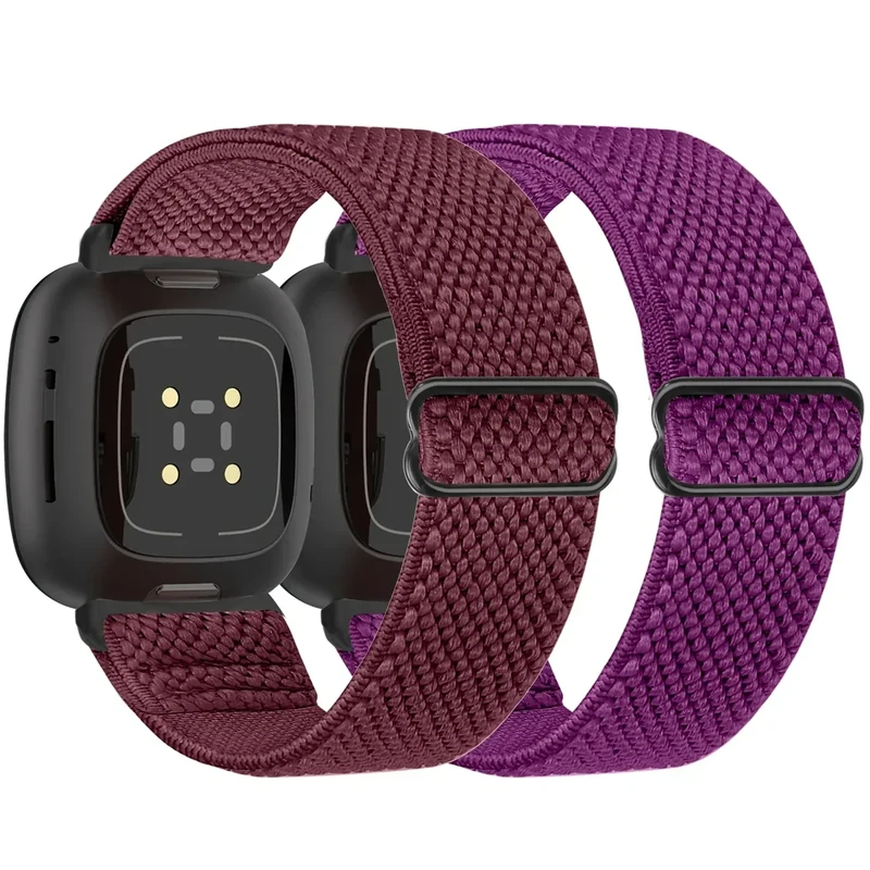 Tiptops 2 Pack Ersatzarmband Kompatibel mit Fitbit Versa 4/Versa 3 Armband/Fitbit Sense 2/Sense Armband für Damen/Herren, Sports Elastisches Verstellbares Nylon Uhrenarmband für Fitbit Versa 4/Sense 2