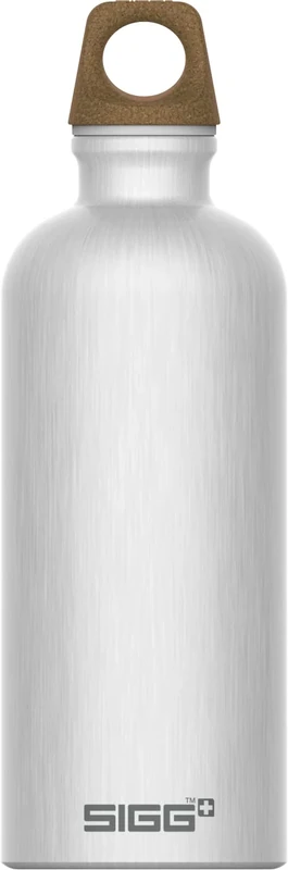 SIGG - Alu Trinkflasche - Traveller MyPlanet Path - Klimaneutral Zertifiziert - Für Kohlensäurehaltige Getränke Geeignet - Auslaufsicher - Federleicht - BPA-frei - Outdoor & Yoga - Mattes Alu - 0,6L