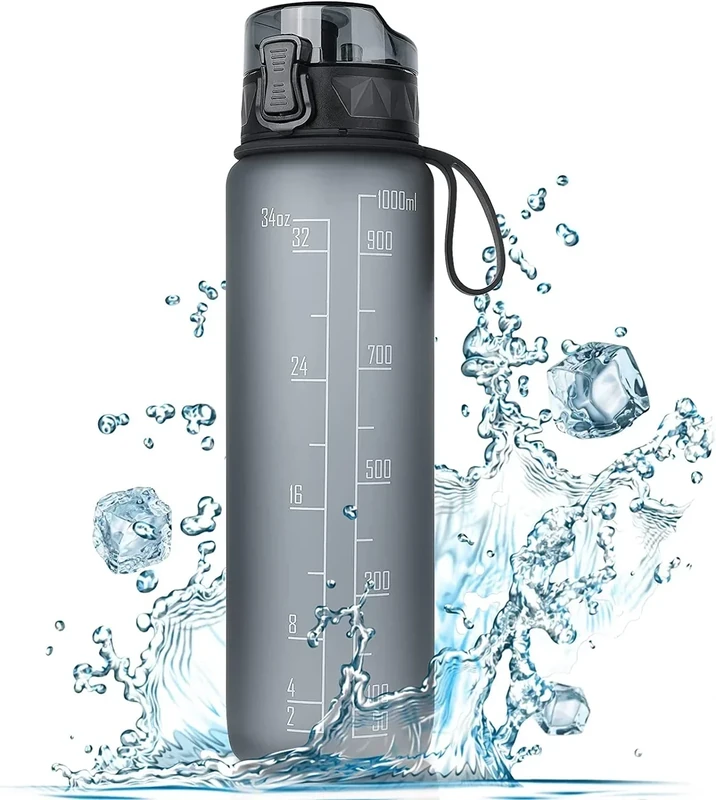 FULDENT Trinkflasche 1L Sport Wasserflasche [BPA Frei] Trinkflasche mit rutschfest Gummi Grip Geeignet für Die Fahrrad,Outdoor,Schule,Gym