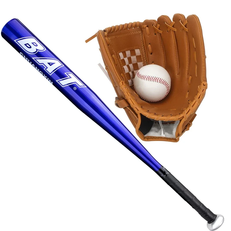 25'' (63.5cm) Aluminium Baseballschläger mit 9'' Softball Sportschläger Linker Hand Handschuh Leichtgewicht Sport Training Baseball Set Slugger Training Jugend Erwachsene Outdoor Spielstöcke