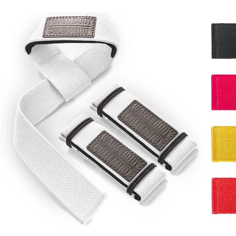 WARM BODY COLD MIND Lasso Lifting Straps mit 3mm/6mm Neoprene - Getestet bei 350kg - Zughilfen für Krafttraining, Fitness Bodybuilding, Wrist Wraps, Weightlifting (Weiß Basic)