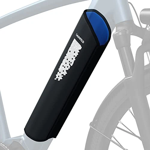 LAINFELD E-Bike Akku Schutzhülle mit Reflektoren | 30-41 cm Umfang | Universelle Passform | Schützt vor Kälte & Schmutz | eBike Akkuschutz Zubehör | Akku Schutz aus Neopren, Fahrrad Schutzhülle