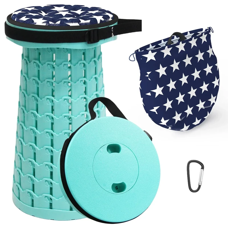 ALEVMOOM Tragbarer Klapphocker,Camping Hocker Teleskophocker,Klappbarer Hocker,Mini Leichte Campinghocker für Outdoor Camping Angeln BBQ Drinnen Küche,Belastung 600lbs