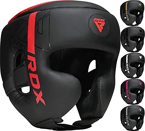 RDX Verstellbarer, gepolsterter Helm für Boxen, Kampfsport, Karate, Taekwondo, Cala, Muay Thai, Kickboxen, Kampfsport, Karate, Taekwondo (Rot Matt, M)