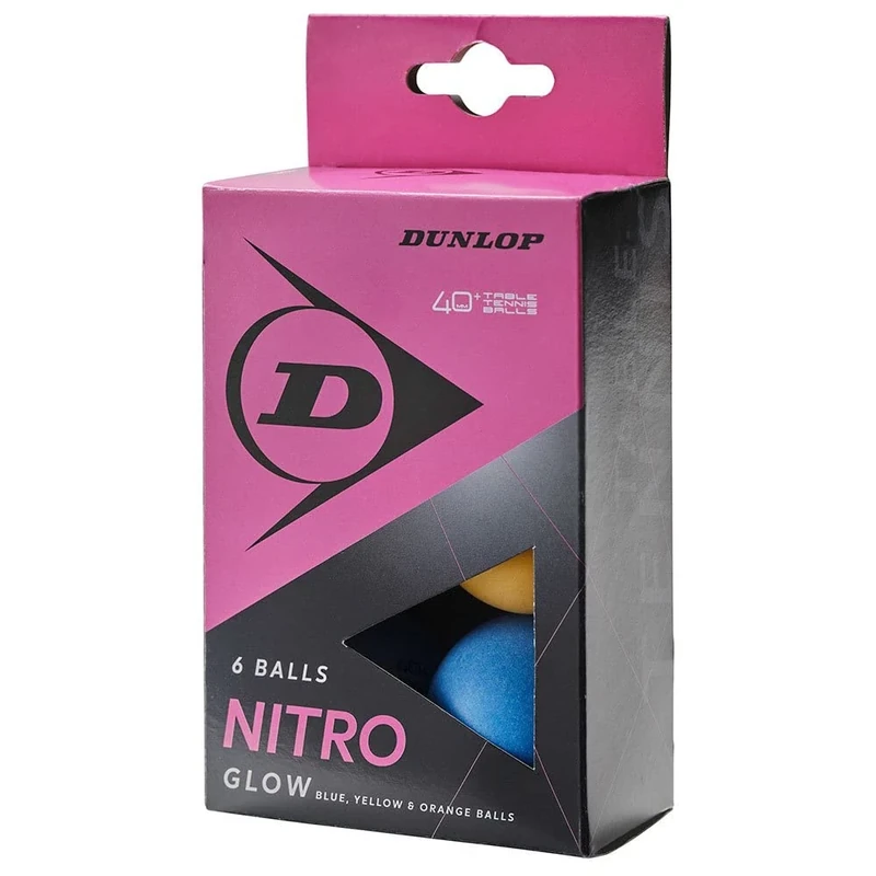DUNLOP Nitro Glow 6er Tischtennis Bälle bunt, Freizeitspieler, Gelb/Orange/Blau/Hellgrün