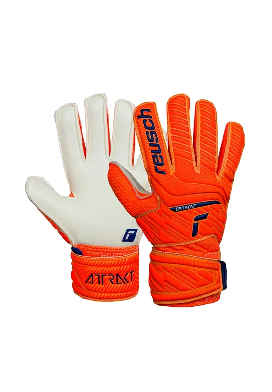 Reusch Attrakt Solid Junior Torwarthandschuhe|Für Kinder 5–16 Jahre|Stabiler Grip mit Solid Latex|Bequemer Sitz und Rundumbandage|Atmungsaktiv und robust|Für Training und Spiel