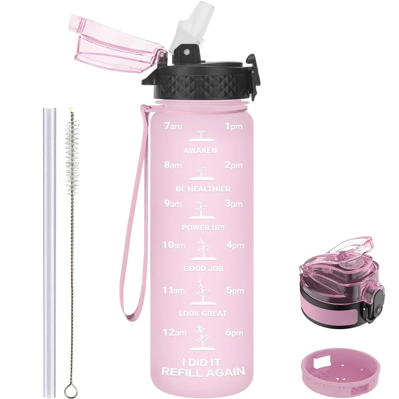 GOPPUS 500ml/17oz Trinkflasche Kinder Auslaufsicher 0,5L, Sport Trinkflasche Schule zum Wandern & Fitnessstudio,500 mlmit Strohhalm, BPA-Frei