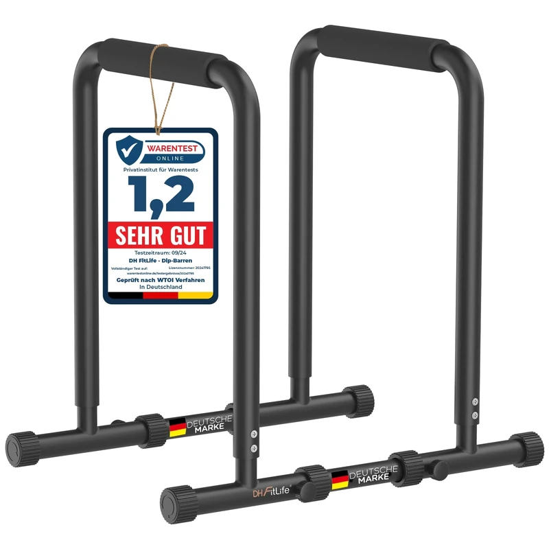 DH FitLife Dip Barren Bars | Dip Station | Kraftstation Fitnessgerät für Zuhause | Parallettes Calisthenics Training Equipment | Krafttraining 80-100 cm individuell verstellbar