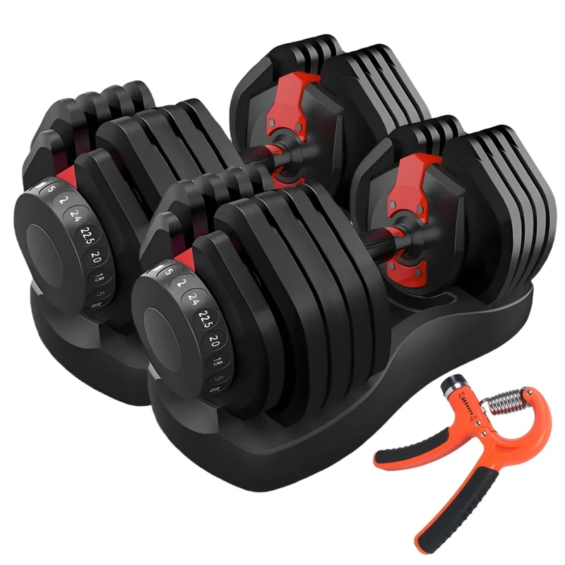 HAKENO 2x24kgVerstellbare Hanteln 15 in 1 Hantelset Einstellbare Platzsparende Hanteln, Kraftraining und Heimtraining Variable Gewichte platzsparend