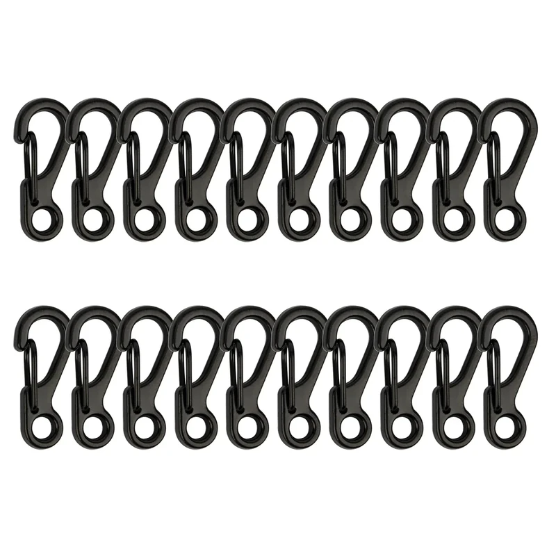 Temlum Aluminium Karabinerhaken, 2,5 cm Mini Karabiner Set, Karabinerhaken mit Schnapp Verschluss, Schlüsselanhänger Haken für Camping, Reisen, Wandern (Schwarz, 20 Stück)