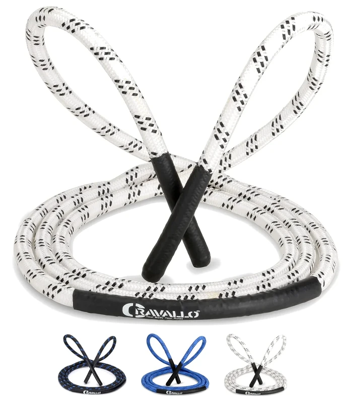 Cravallo® Springseil I 3 Meter Fatburner Speed Jumping Rope I Erwachsenen Profi Skipping Seil I Ideal zum Boxen, Ausdauer Sport, MMA, HIIT in Schwarz, Blau und Weiß (3.20 m, Weiß)