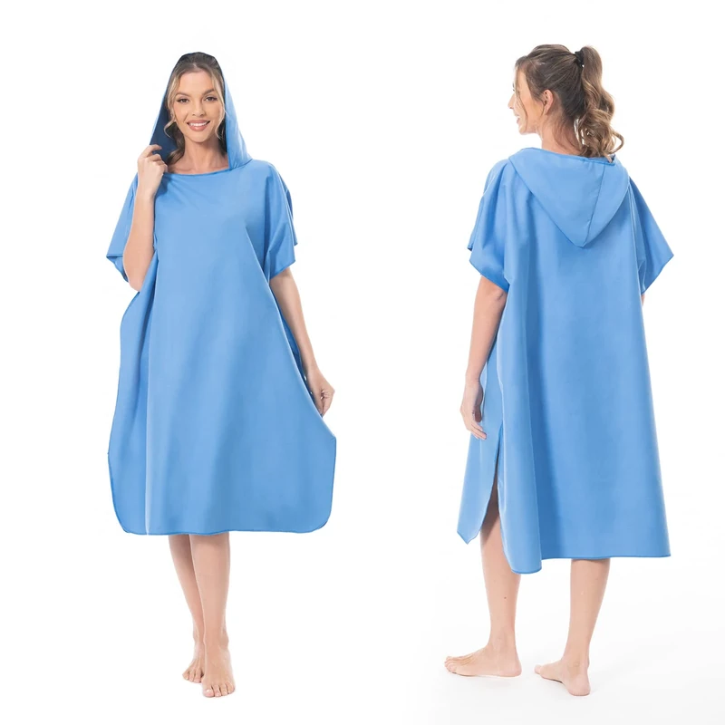 MOKANI Surf Poncho Umziehhilfe Strand für Damen Herren Erwachsene Jugendliche, Ultraleicht und Schnelltrocknend, Badeponcho Handtuch Poncho aus Mikrofaser auch als Umkleidehilfe Strand (Blau)