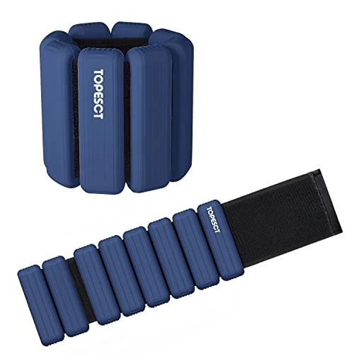 TopEsct Verstellbare Handgelenkgewichte – Set mit 2 Stück (je 0,9 kg) | Langlebiges tragbares Handgelenk- und Knöchelgewichte für Yoga, Tanz, Barre, Pilates, Cardio, Aerobic, Walking (2lb/Each, Blau)