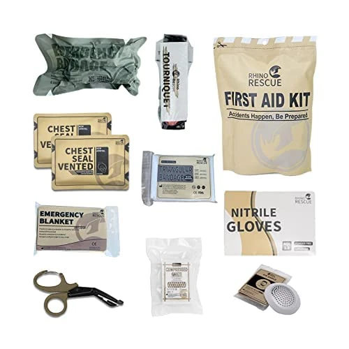 RHINO RESCUE Taktisches Traumapaket, Stop die Blutung, IFAK Nachfüllmittel mit Verbandsmaterial (1 Set mit 10 Stück)