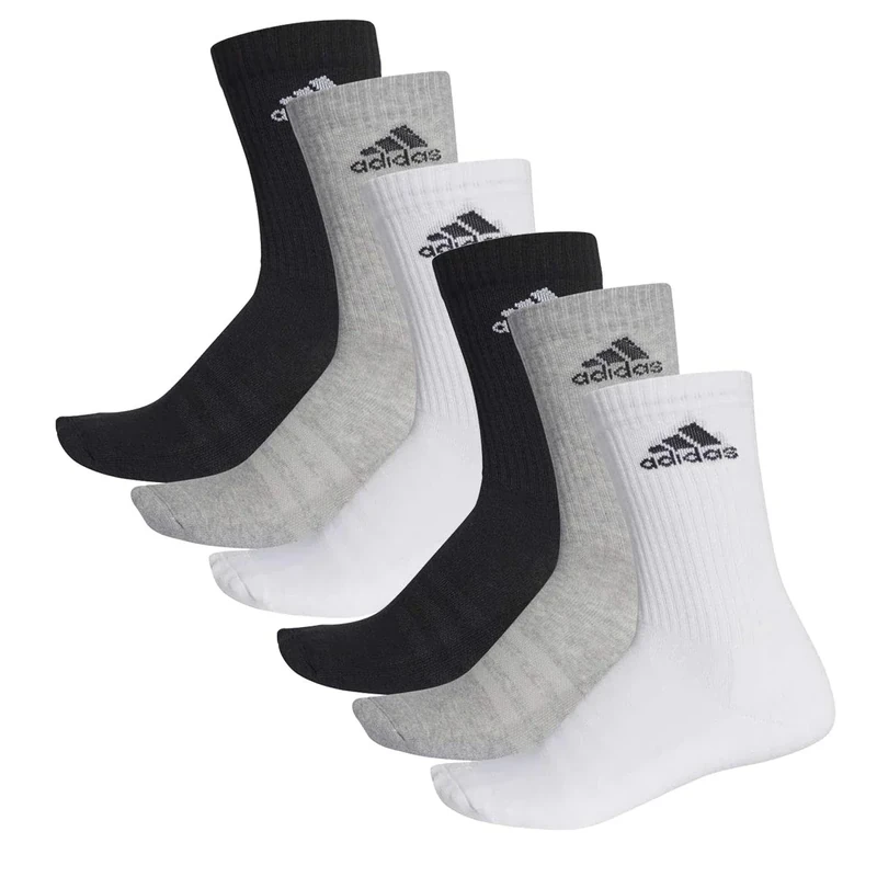 adidas 6 Paar Performance CUSHIONED CREW 3p Tennissocken Sportspocken Unisex, Farbe:032 - grey melange, Socken & Strümpfe:43-45