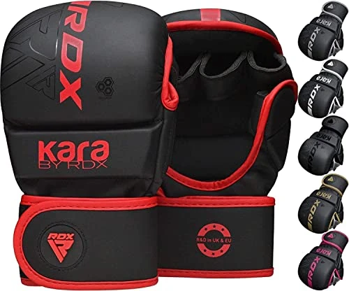 / No1 ボクシング?MMAブランドRDX グラップリンググローブ KARAシリーズ 総合格闘技 MMA キックボクシング 空手 ボクシング テコンドー トレーニング 練習用 日本正規品 (M, レッド)