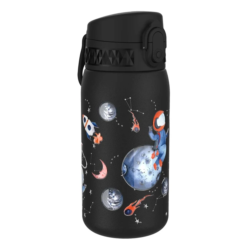 ion8 Kinder Trinkflasche Edelstahl Leicht 400ml Nicht Isoliert Auslaufsicher Einhandöffnung Sichere Verriegelung Spülmaschinenfest Klappdeckel Leicht zu Reinigen, Raumfahrt