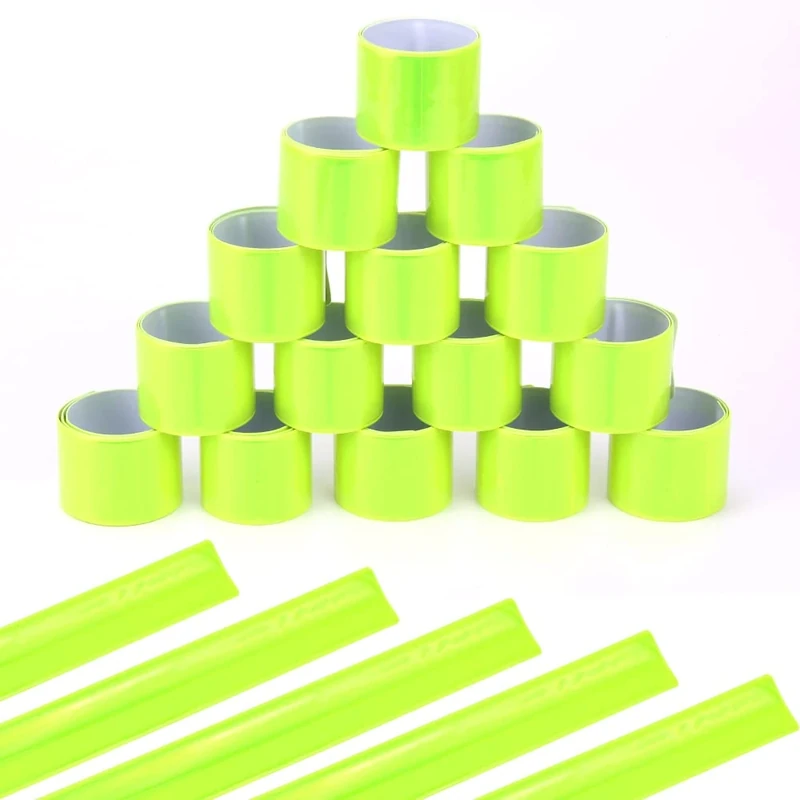 JSMTKJ 20PCS Reflektorbänder Schnapparmbänder Reflektierendes Schnapparmband ideal für Kinder, Jogger und Radfahrer