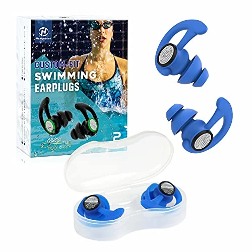 Hearprotek Ohrstöpsel zum Schwimmen für Erwachsene, wiederverwendbar, passgenau, für Männer und Frauen, für Schwimmer, Dusche, Pool, Bad, Surfen, 2 Paar