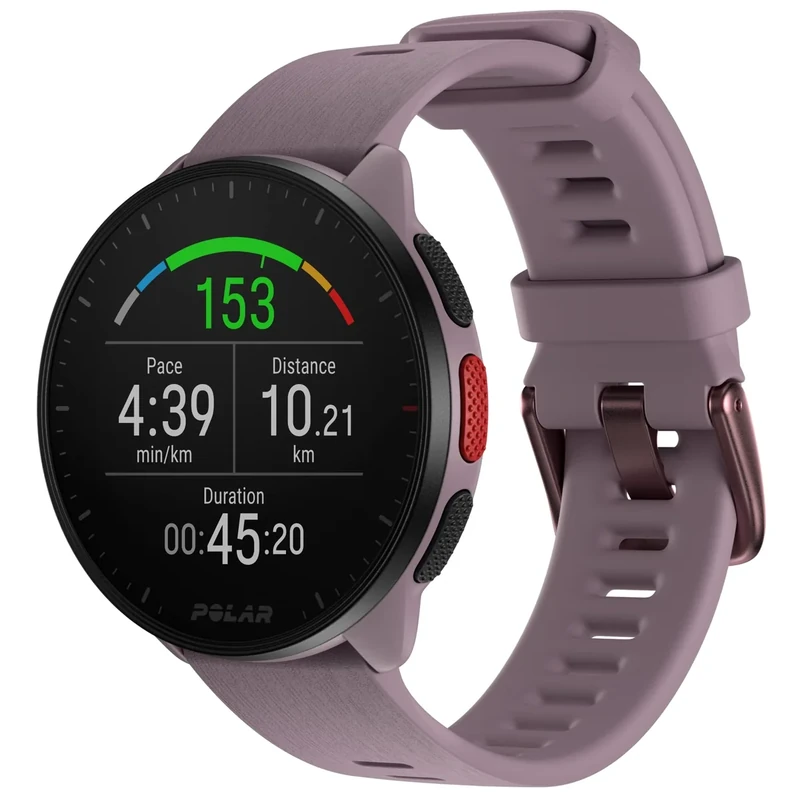 Polar Pacer - GPS Laufuhr - Smartwatch mit Pulsuhr - Sport & Fitness - ultraleichte Uhr mit Schrittzähler, Musiksteuerung, Purple Dusk, Purple Dusk, S-L