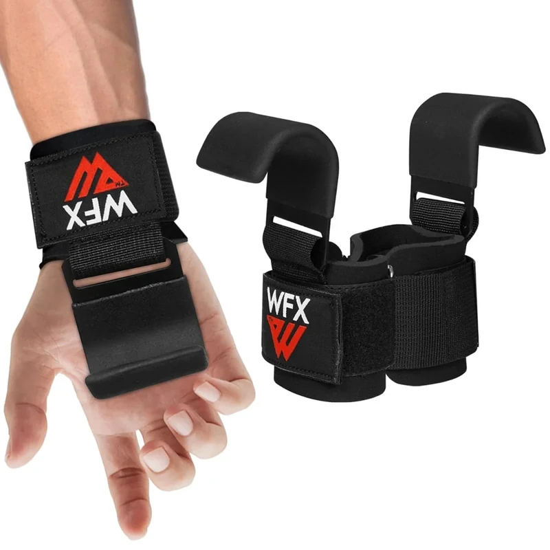 Gewichtheberhaken Gewichtheben Haken Gummibeschichtete Griffe Rutschfest 7mm Neopren Handgelenkpolster für Gewichtheben Gewichtheben für Krafttraining Krafttraining