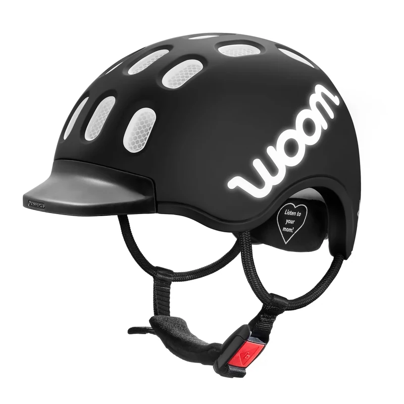 woom Kids Helm, Fahrradhelm für Kinder, mit Visier, für Jungen und Mädchen, 46–50 cm, Größe XS, Verstellbar, Aufprallschutz, Schwarz (Black)