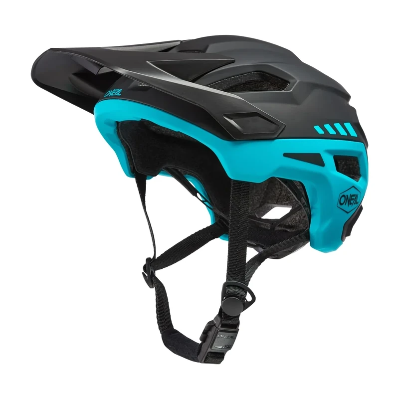 O'NEAL | Mountainbike-Helm | MTB All-Mountain | Verschmolzene innere EPS & Außenschale für bessere Langlebigkeit | TRAILFINDER Helmet Split | Erwachsene | Schwarz/Türkis | L/XL (59-63 cm)