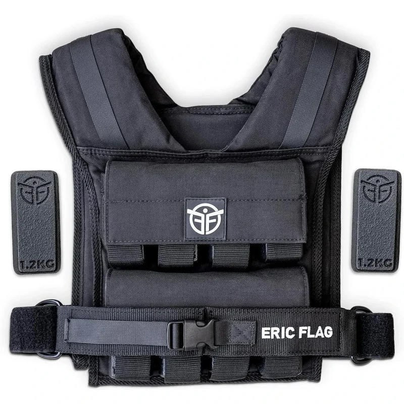 Eric Flag Gewichtsweste 20kg oder 10kg - Einstellbare Weighted Vest für Crosstraining, Krafttraining, Calisthenics und Gym, Bequeme Gewichtsweste mit Herausnehmbare Metall-Gewichte, Damen & Herren