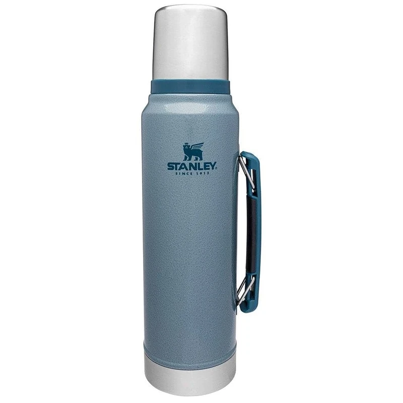 STANLEY Classic Legendary Thermosflasche 1L - Thermos Hält 24 Stunden Heiß Oder Kalt - Edelstahl Thermoskanne - BPA-Frei - Spülmaschinenfest - Hammertone Ice