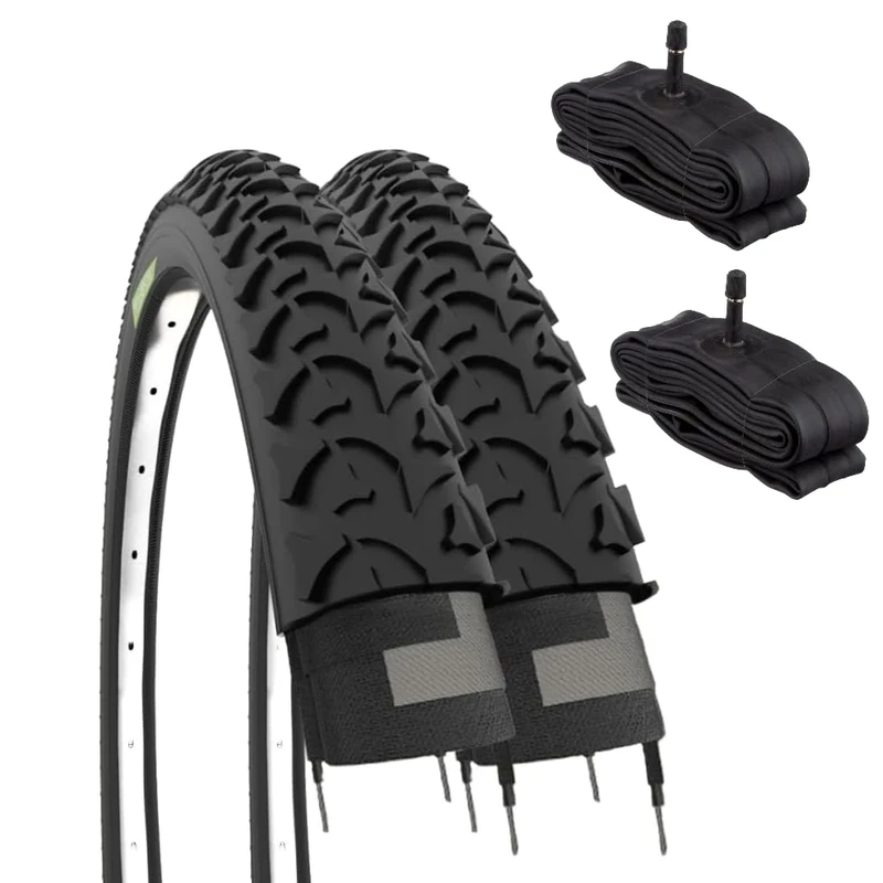 ECOVELO EBI20MAE 2 Reifen 20 x 1.75 (47-406) + Schläuche mit Schrader-Ventil, Unisex, Kinder, Schwarz, 20 Zoll