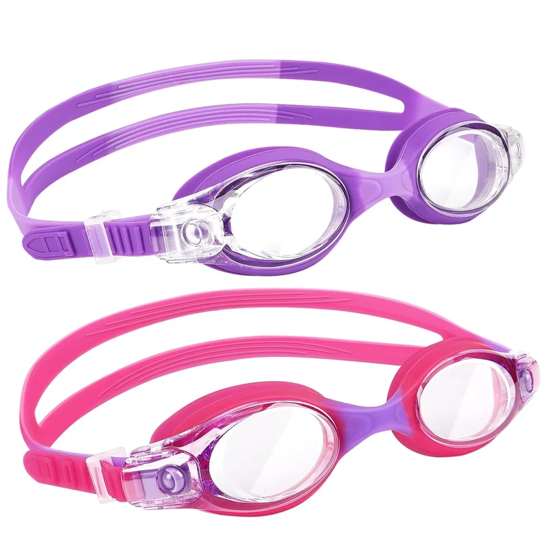 JATEKA Schwimmbrille Kinder, 2Stück Anti-Fog and UV Schwimmbrillen für Jugendliche, Auslaufsichere Unisex Kinder Taucherbrille für 4-16 Jahren
