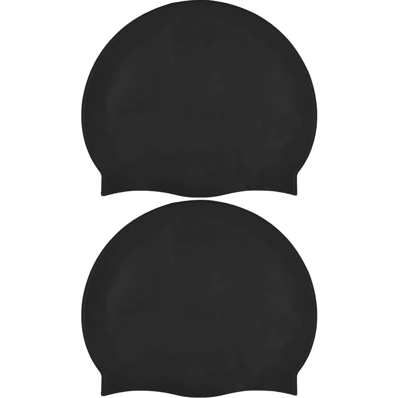 Newaner 2er-Pack Badekappe Silikon, Badekappen für Schwimmer Ohrenschutz, Ripstop-Beschichtung für Komfort und Rutschfestigkeit, Swimming Cap, Bademütze für langes Haar und für Damen, Herren（Schwarz）